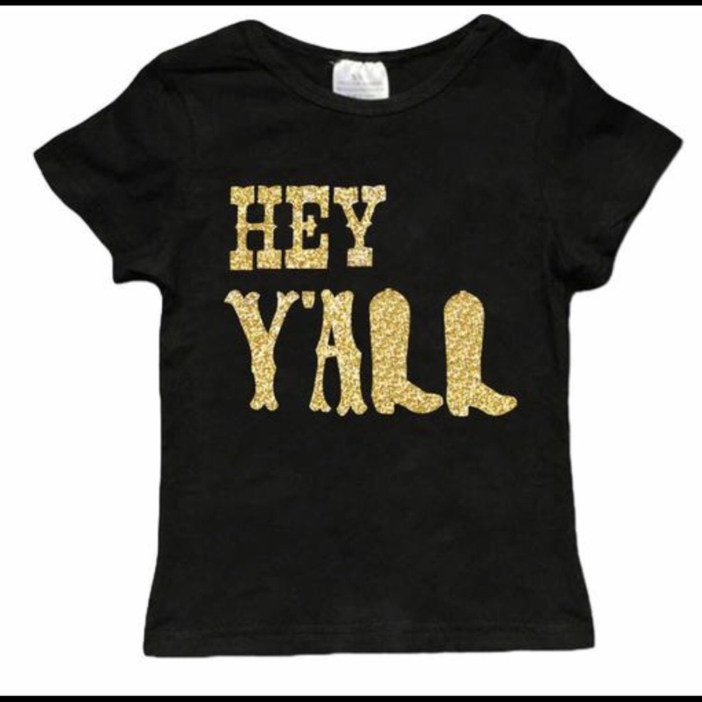 Hey Yall Gold Boot Black Shirt